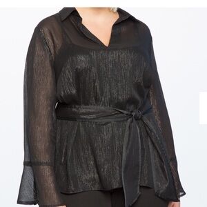 Metallic top with tie waist